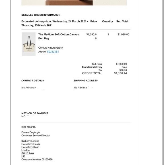 Burberry Canvas Logo Tote with pouch - Picture 2 of 8